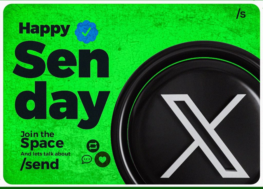 thejoshuawx's tweet photo. Happy Senday 💚 

Don't miss the space today🚀 🔥 
$USDC $SEND $SPX $ETH https://t.co/lsYmhklWLs