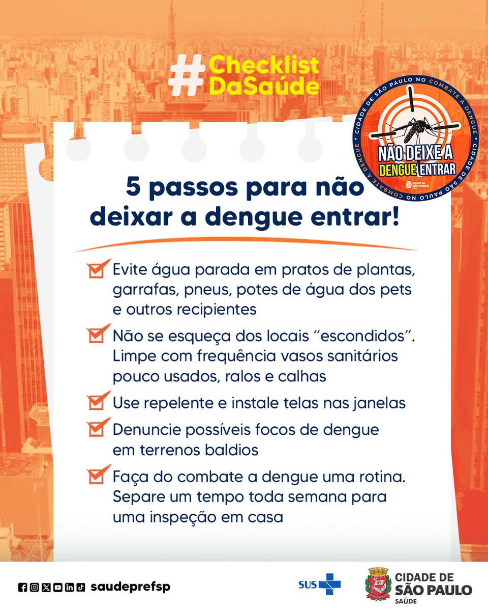 saudeprefsp's tweet image. 🚫🦟 Faça sua parte e previna-se contra a dengue!

👨‍👩‍👧‍👦 Pequenas ações fazem uma grande diferença no combate à doença. Siga as dicas e mantenha sua família segura.

Para mais informações, acesse o nosso site: capital.sp.gov.br/web/saude/w/ca…

#SaudePrefSP #SUS #NãoDeixeADengueEntrar…