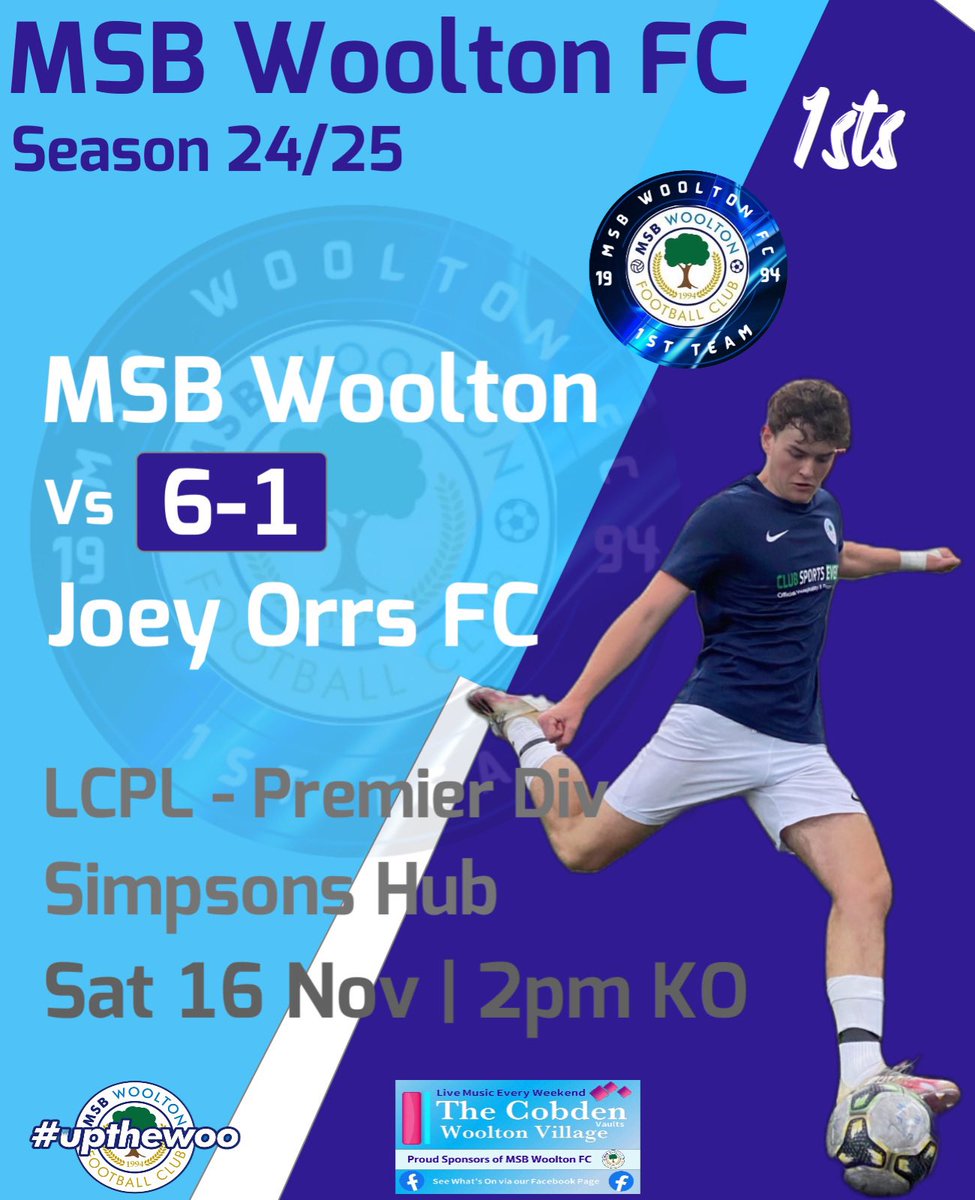 Weekend Round up, with wins for our <a href="/lpoolfl/">Liverpool Football League</a> teams

🟠U23’s won 5-1, ⚽️ Liam A hatrick, Luca &amp; Alfie

🔴 3rds won 5-2, ⚽️ Danny G hatrick, Sam &amp; Elliot

🔵 Res drew in County Prem 1-1, ⚽️ Adam K

⚪️ Win for the 1sts 6-1, ⚽️ Danny V hatrick, 2 Danny H &amp; Ste K

#upthewoo