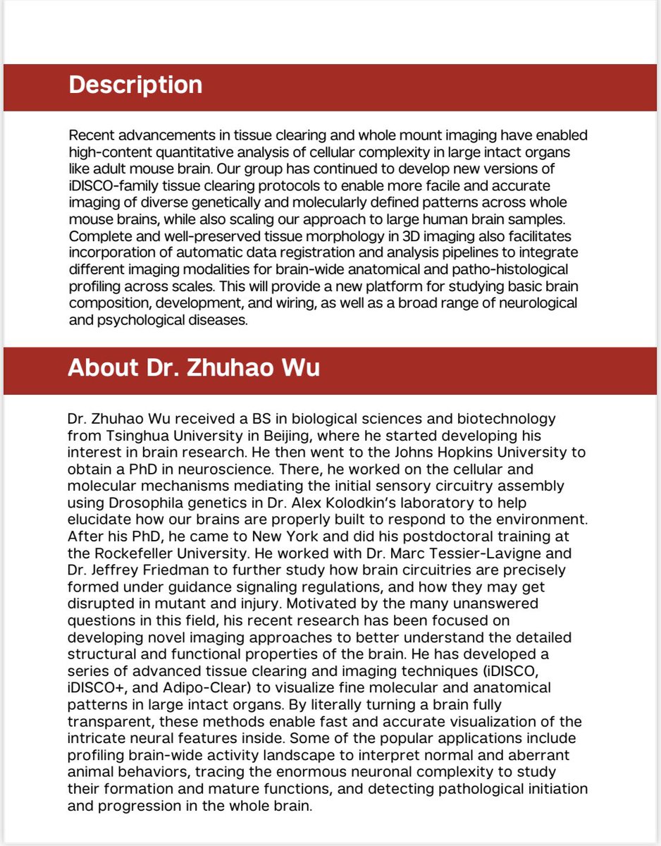 WCM_AIDH's tweet image. Next Tuesday, we are thrilled to have Dr. Zhuhao Wu as our last speaker in our monthly seminar series for this semester. Dr. Wu will talk about his exciting work on whole brain imaging. Register here bit.ly/3AjvaxA