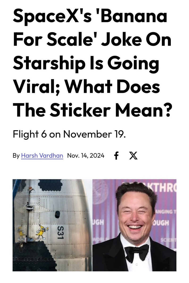 Launching on Tuesday Banana for scale @elonmusk @SpaceX