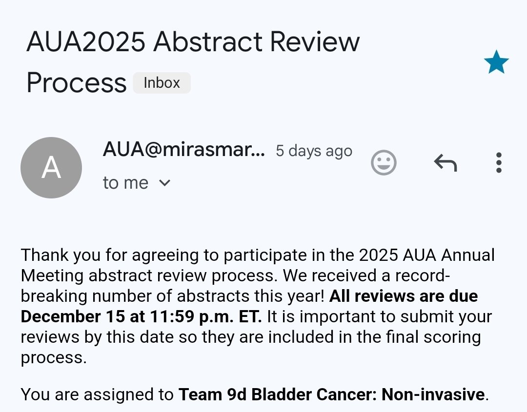 Honored to be Abstract Reviewer in American Urology Association annual meeting  2025  AUA25