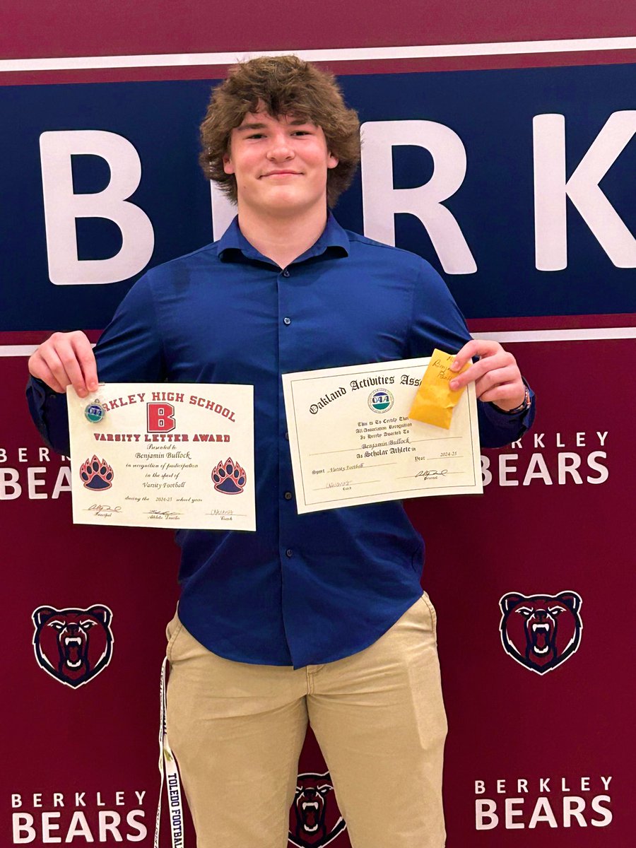 Ben Bullock 2026 MLB 4.04GPA (@ben_bull0ck7) on Twitter photo After a great season I was awarded
- Defensive MVP 💪🏼
- 2x Varsity Letter 🏈
- All OAA Scholar Athlete 📚
- All OAA ATHLETE‼️
<a href="/CoachCHumes/">Coach Humes</a> <a href="/BerkleyBearsFB/">Berkley High Football</a> <a href="/BHSFBupdates/">Berkley Baseball Stats</a> <a href="/InsideTheOAA/">Inside The OAA</a> <a href="/ReggieWynns/">Rising Stars Scouting</a> <a href="/RisingStars6/">Rising Stars Academy</a> <a href="/coach_maley/">Big Skillz U</a> <a href="/MIexposure/">Michigan exposure</a> After a great season I was awarded
- Defensive MVP 💪🏼
- 2x Varsity Letter 🏈
- All OAA Scholar Athlete 📚
- All OAA ATHLETE‼️
<a href="/CoachCHumes/">Coach Humes</a> <a href="/BerkleyBearsFB/">Berkley High Football</a> <a href="/BHSFBupdates/">Berkley Baseball Stats</a> <a href="/InsideTheOAA/">Inside The OAA</a> <a href="/ReggieWynns/">Rising Stars Scouting</a> <a href="/RisingStars6/">Rising Stars Academy</a> <a href="/coach_maley/">Big Skillz U</a> <a href="/MIexposure/">Michigan exposure</a>
