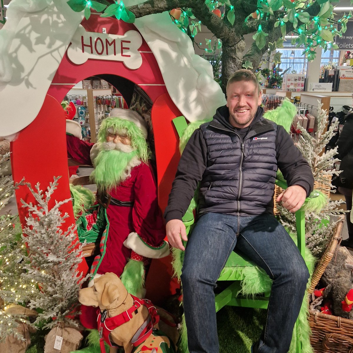 Trip to bents garden centre.. need sell a kidney to buy a bauble but it's such a great place to go to get you in the Christmas spirit... Look at him sat there he loves it 🥰😍😂😘