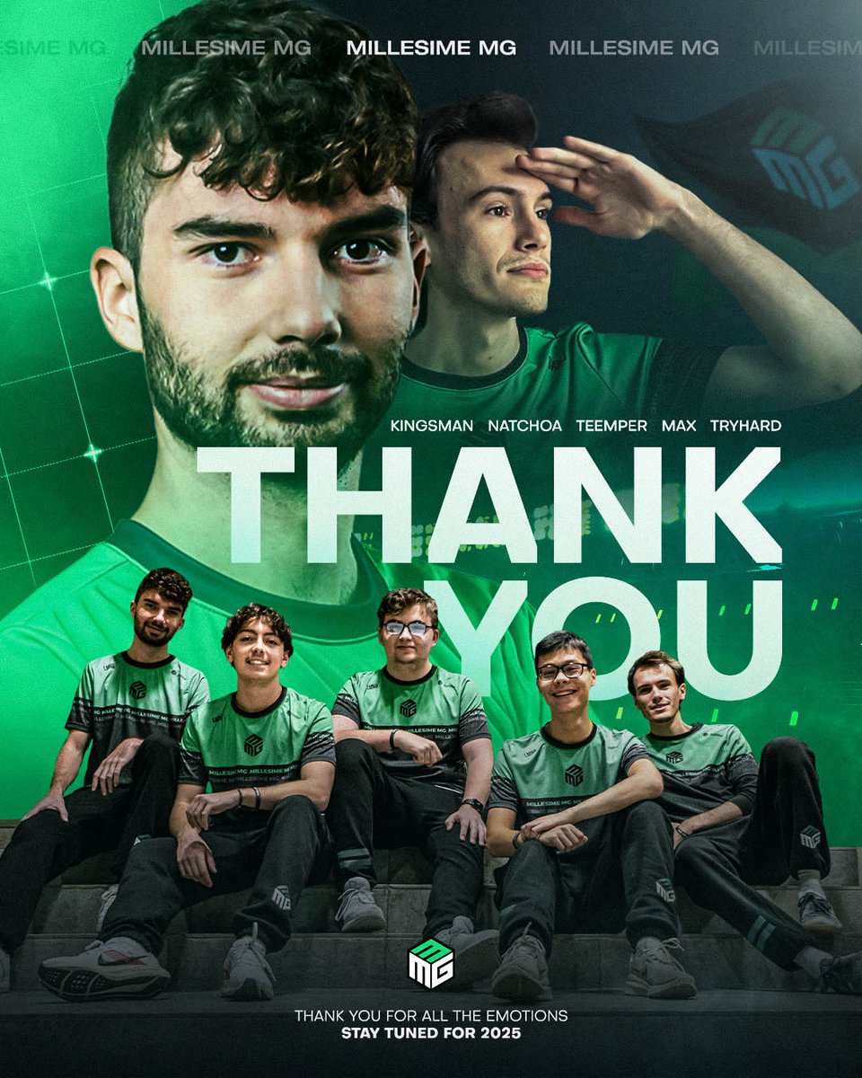 MMG (@millesime_coc) on Twitter photo This is where our collaboration with <a href="/MillesimeMG/">Millesime MG</a> ends 👋
A year full of successes we're proud of ! 🏆
A huge thank you to our loyal sponsor and all the fans who have supported us over the last two years under the green colors 🟢
From all the players, we wish you the best 💚 This is where our collaboration with <a href="/MillesimeMG/">Millesime MG</a> ends 👋
A year full of successes we're proud of ! 🏆
A huge thank you to our loyal sponsor and all the fans who have supported us over the last two years under the green colors 🟢
From all the players, we wish you the best 💚