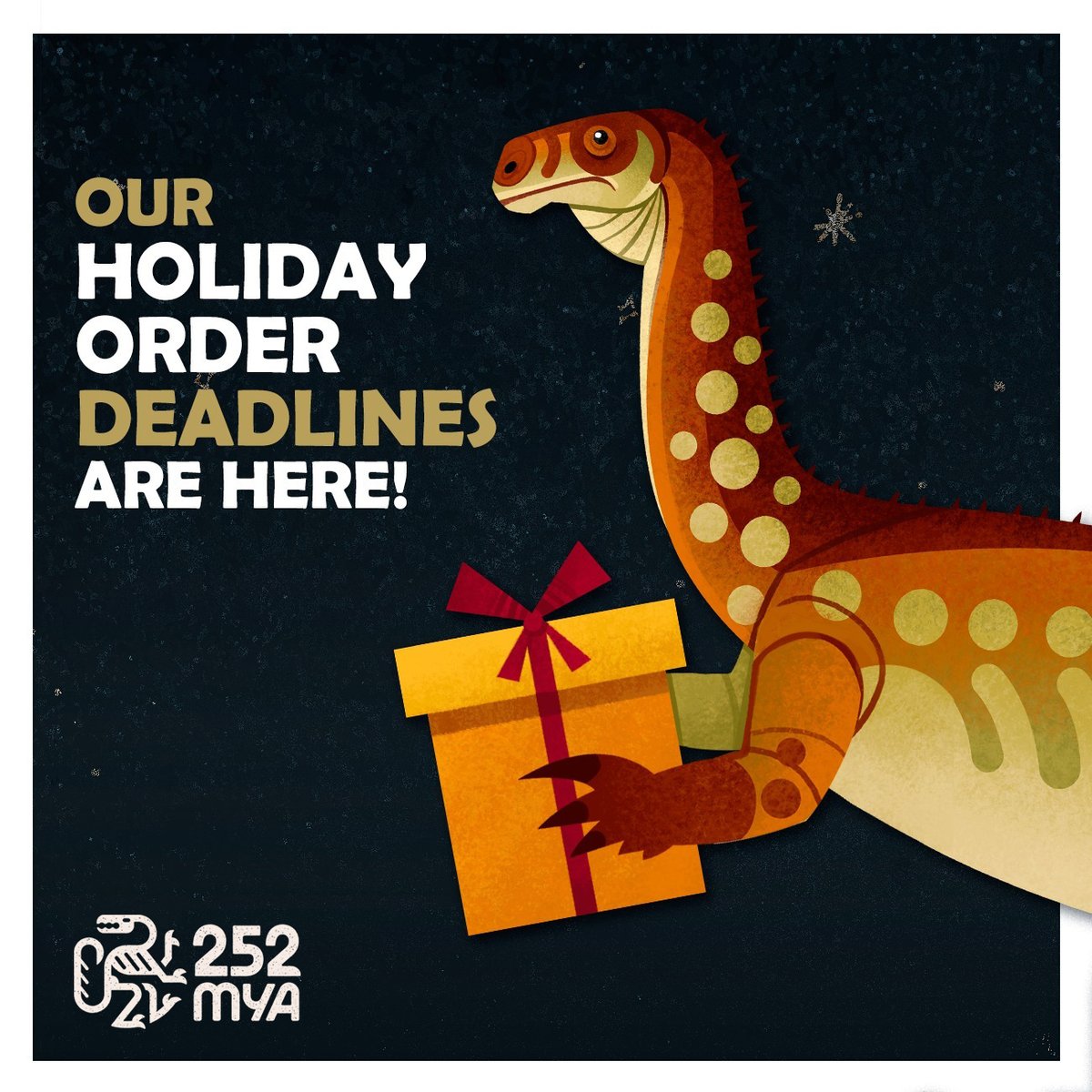 The holidays are rapidly approaching and we want your loved ones to get their gifts on time. Each product page has a list of order deadlines for Christmas to help you make sure you're on track. Order early, order now!

252mya.com/deadlines

#holidayshopping #christmasgiftideas