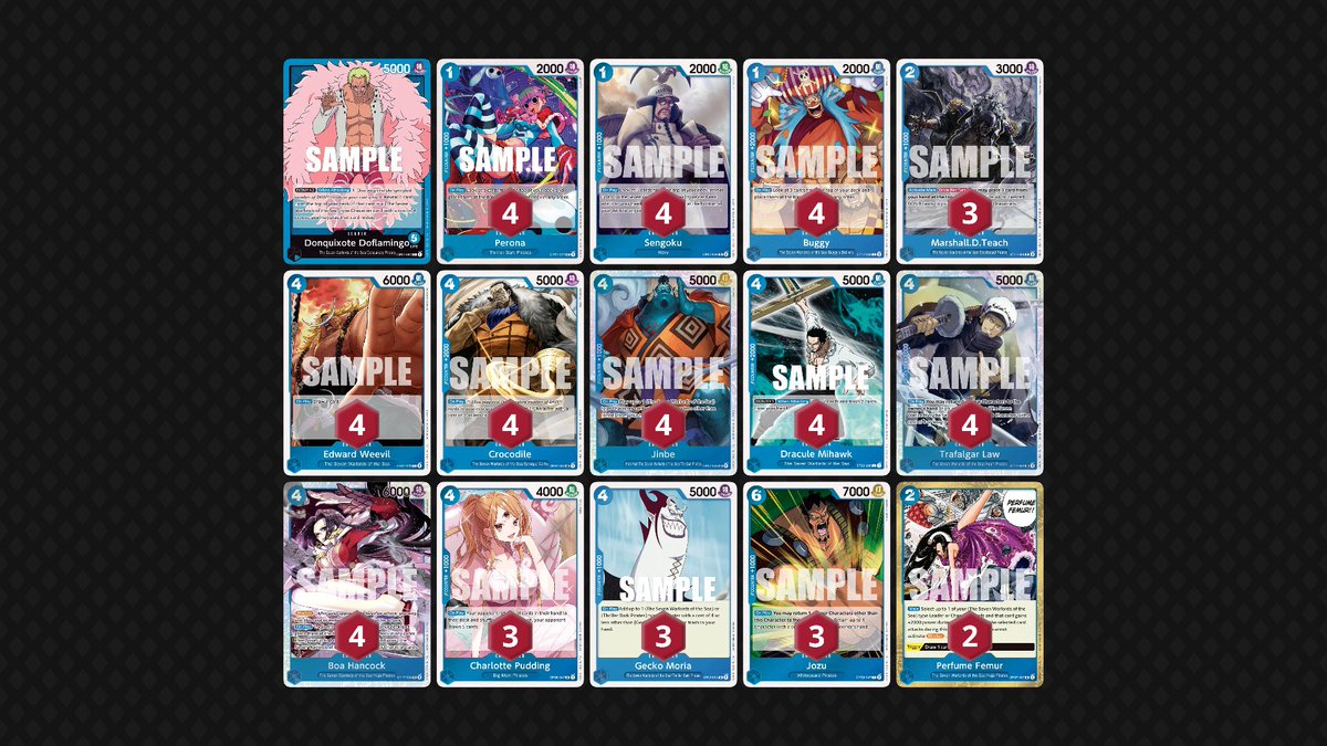 fr3nk28's tweet photo. Finished 92nd (Top 128, 6-3 swiss) at the OPE One Piece Online Treasure Cup yesterday playing a more aggro version of Blue Doflamingo.

Matchups:
Lucci 🟢
Enel 🟢
Enel 🔴
Luffy ST14 🟢
Enel 🔴
Blue Doflamingo 🟢
Blue Doflamingo 🟢
Luffy BY 🔴
Lucci 🟢 https://t.co/1uytHsE8Ne