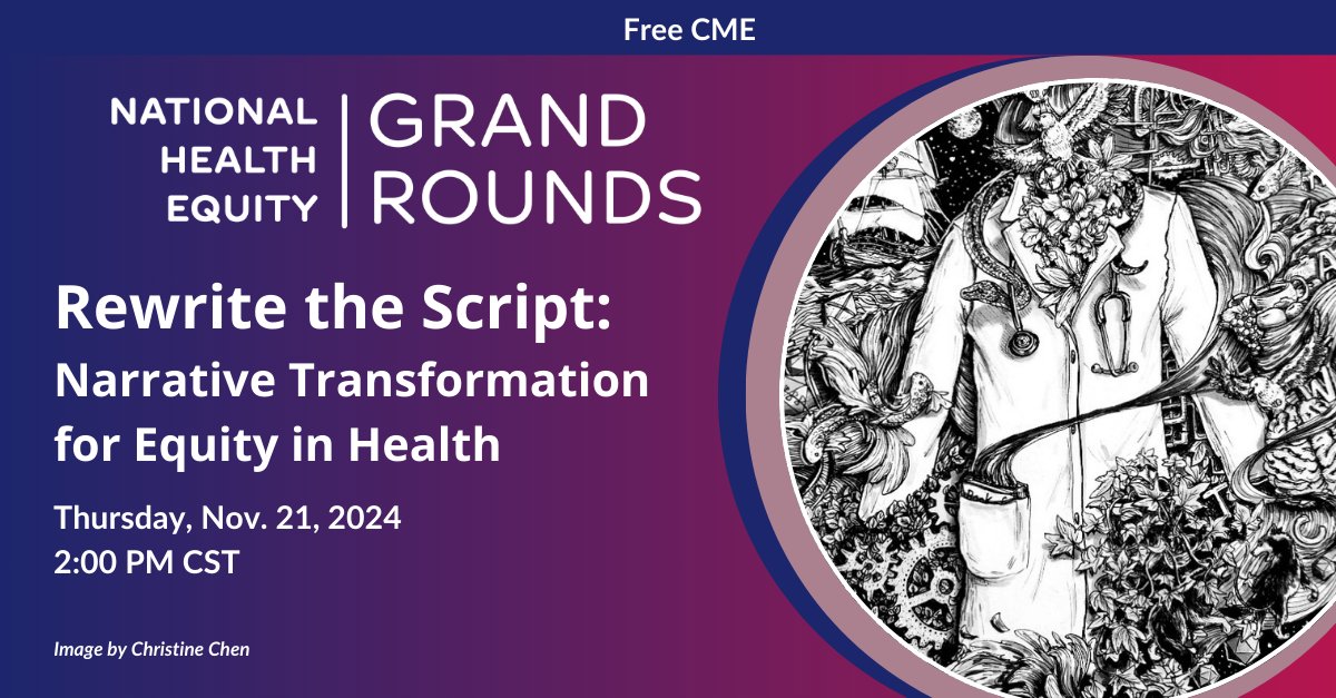 AMA (@amermedicalassn) on Twitter photo Register today for the National #HealthEquity Grand Rounds event on Nov. 21 at 2:00 PM CT. National thought leaders from <a href="/_Narrative/">Narrative Initiative</a>, <a href="/GoogleHealth/">Google Health</a>, and more will challenge harmful narratives and reshape how we think about health. spr.ly/6019sVFRU Register today for the National #HealthEquity Grand Rounds event on Nov. 21 at 2:00 PM CT. National thought leaders from <a href="/_Narrative/">Narrative Initiative</a>, <a href="/GoogleHealth/">Google Health</a>, and more will challenge harmful narratives and reshape how we think about health. spr.ly/6019sVFRU