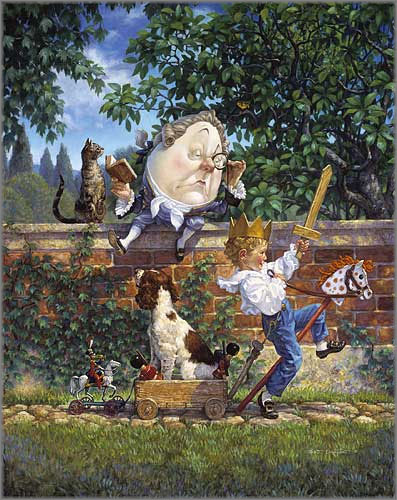 HistoriumU's tweet photo. Humpty Dumpty wasn’t always an egg. Early versions may have referred to a cannon used during England’s Civil War, adding layers of history to a rhyme now beloved by children. #FairyTaleTuesday

🎨Scott Gustafson