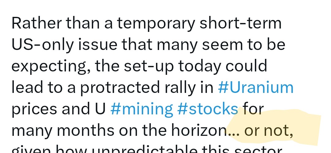 ScottE_trades's tweet image. Quakes has a long over the top bullish post on the russia ban and buried deep in the post is this little nugget. At least he knows to hedge. 😂