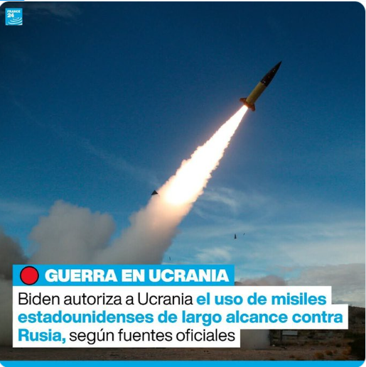 Cuando Putin declaró estar dispuesto a negociar con Trump el término de la guerra en Ucrania, ahora Biden autoriza a Ucrania a usar misiles contra Rusia, lo que podría desatar la Tercera Guerra Mundial.  Y decían que Trump era el peligroso.