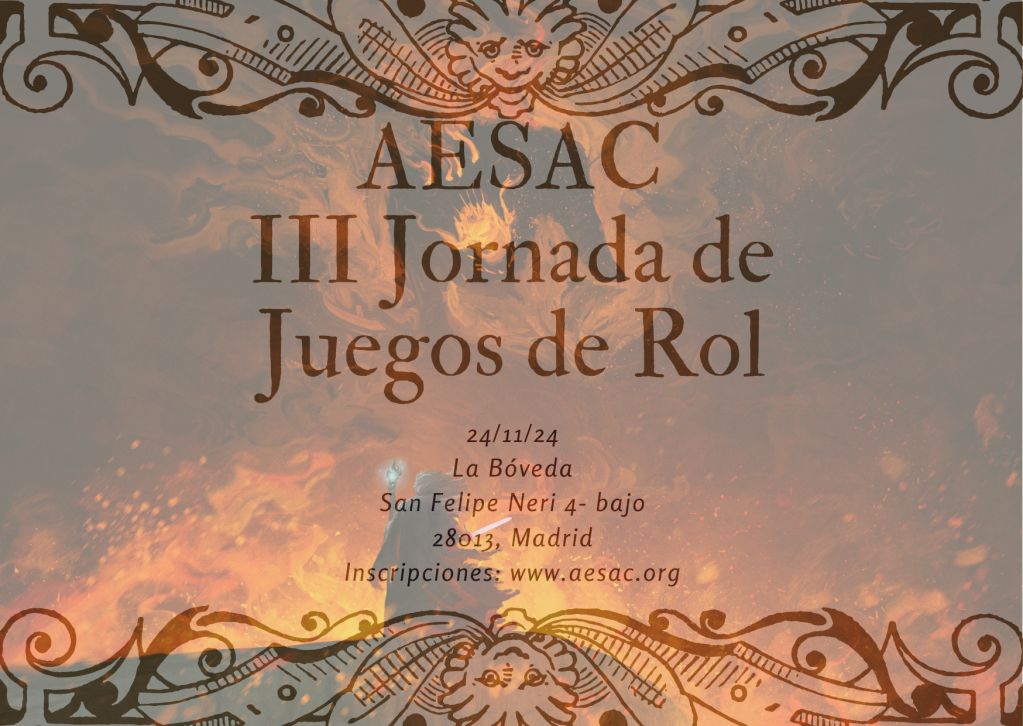 Quedan pocas plazas para las terceras jornadas de rol de AESAC, que se realizarán a las 11hh, domingo 24 de octubre en el local de Acción en Red, entre Ópera y Mayor.
Apúntate a través de la web o mándanos un correo!