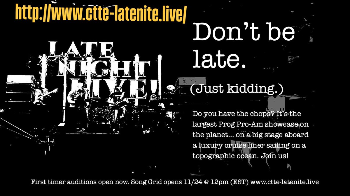 Got the urge to play… Hurry Don’t Be Late .. join the musical Saga that is Late Night Live !  #latenightlive #cruisetotheedge