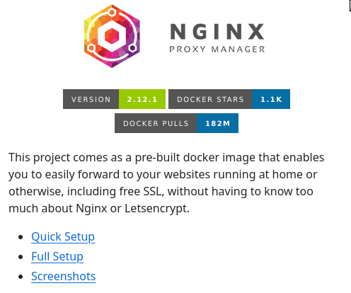 tom_doerr's tweet image. "Docker container for managing Nginx proxy hosts with a simple, powerful interface"
