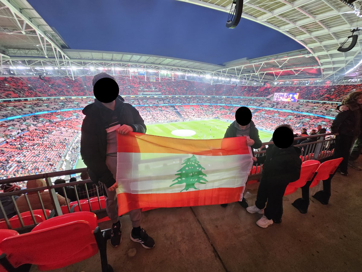 It's true, wherever there's a football match, there's a Lebanese flag. My nephews at tonight's England v Ireland game (they look so alike, smallah).