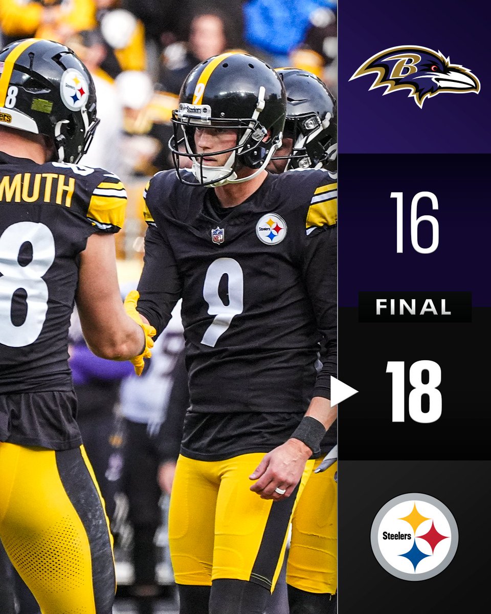 NFL's tweet image. FINAL: Steelers improve to 8-2! #BALvsPIT