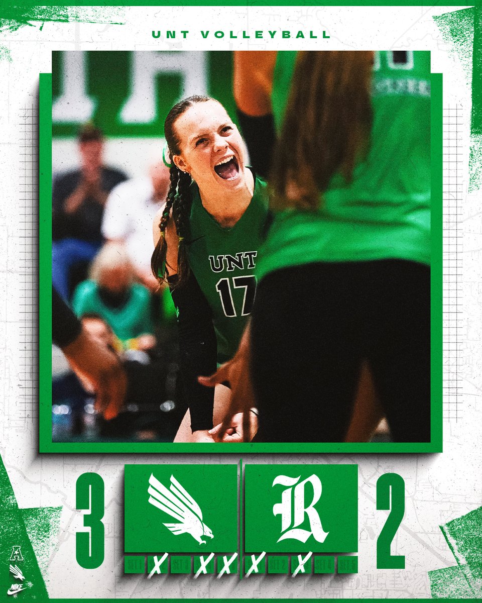 UNT Volleyball (@meangreenvb) on Twitter photo ππππππ©π π½π€πͺπ£π
The Mean Green upset Rice and clinch the 7th seed at the <a href="/American_Conf/">The American</a> tournament!!
#LightTheTower π’ | #GMG π¦
ππππππ©π π½π€πͺπ£π
The Mean Green upset Rice and clinch the 7th seed at the <a href="/American_Conf/">The American</a> tournament!!
#LightTheTower π’ | #GMG π¦