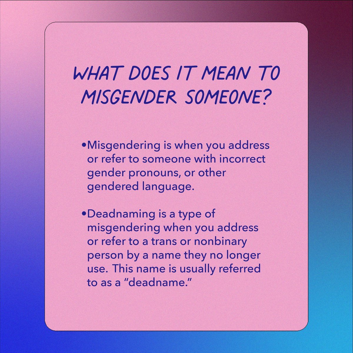 PPOSBC's tweet image. Mistakes happen, but misgendering someone can be hurtful. Instead of over-apologizing, see it as a chance to grow and better understand gender identities.
#LearnAndGrow #Pronouns #PronounsMatter #LGBTQRights #Transgender #TransSupport #TransAwarenessWeek
