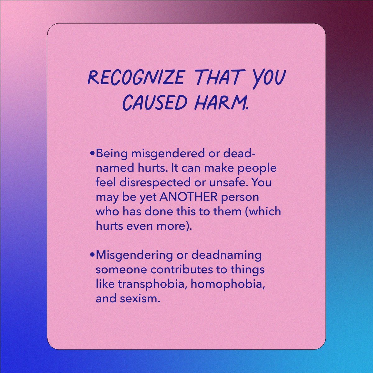 PPOSBC's tweet image. Mistakes happen, but misgendering someone can be hurtful. Instead of over-apologizing, see it as a chance to grow and better understand gender identities.
#LearnAndGrow #Pronouns #PronounsMatter #LGBTQRights #Transgender #TransSupport #TransAwarenessWeek