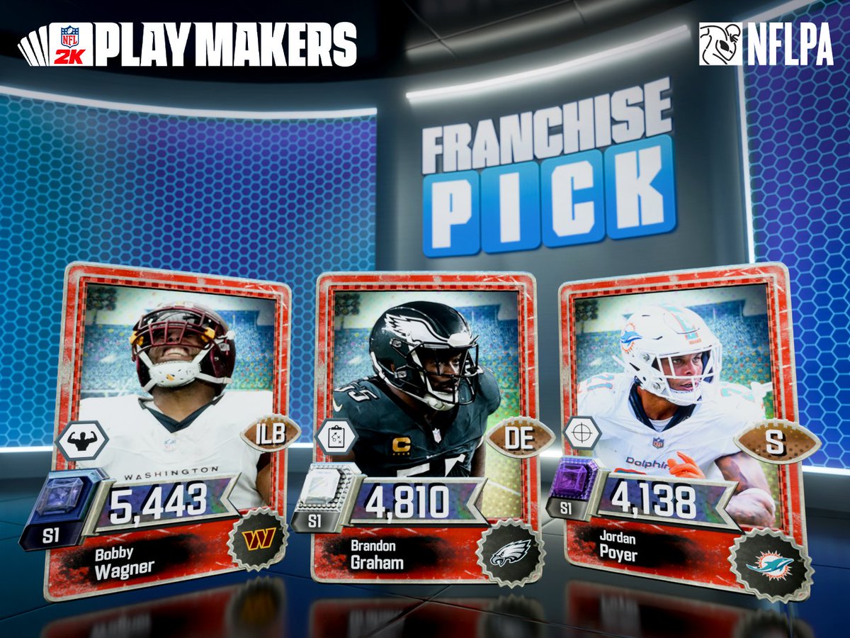 NFL2KPlaymakers's tweet photo. Progress your way towards obtaining #BobbyWagner, #BrandonGraham, and #JordanPoyer, but avoid those penalty cards along the way!

#PickYourPath https://t.co/D7ENzfhUno