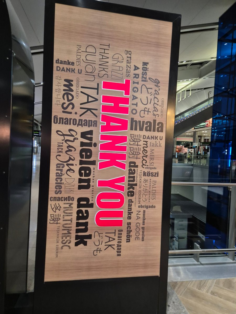 larryoneill's tweet photo. In Dublin Airport T2, you can now combine the authentic Irish experiences of a pint of Guinness *with* your  Supermacs, and the very Irish incredulity of our national language being left off a "Thank You" sign that has about 20 other languages on it... https://t.co/qHFno0lHnI