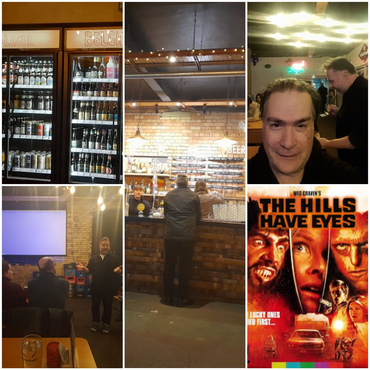 Although the transport was totally screwed (if the overground is buggered, you are), managed to get to <a href="/TokenHomo/">TOKEN HOMO</a> new venue tonight, <a href="/beermerchantsHW/">Beer Merchants Tap</a> to see Wes Craven's classic The Hills have Eyes.

So many different beers, great Scotch Eggs &amp; a fun night.