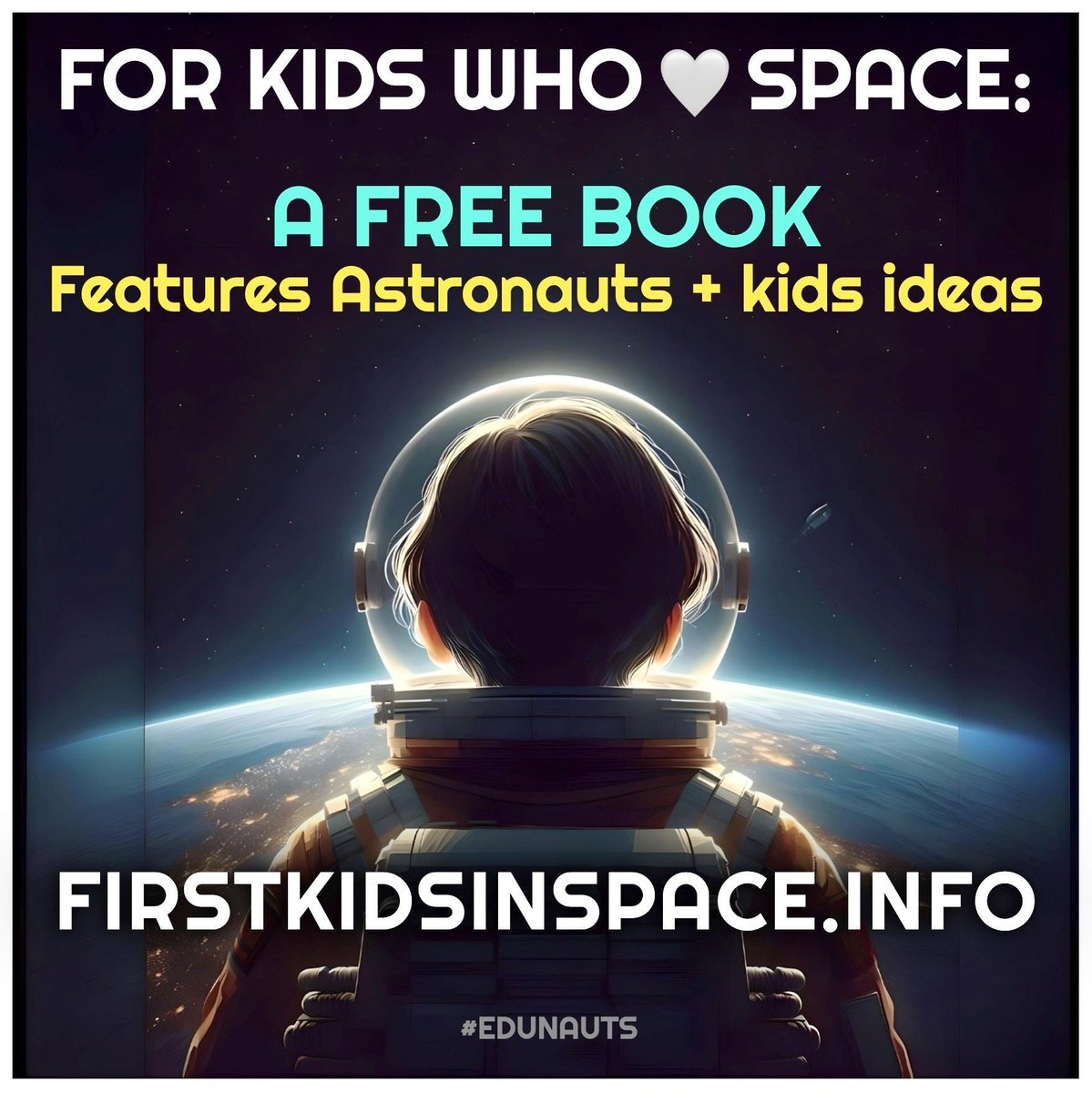 jnxyz's tweet image. Know a kid 5 to 12 who LOVES Space? 🚀 Grab this free book for them!
Features:✨
• all the Space info they need
• stories from Astronauts and Space Scientists
• activities you can do together
• chapter for Grown-ups
> edunauts.net/firstkidsinspa…
#SpaceEducation #Edunauts