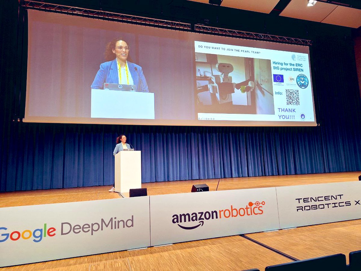 Georgia Chalvatzaki (@georgiachal) on Twitter photo Honored for the early career keynote at #CoRL2024 last week—unforgettable milestone! Grateful to the community for the recognition. From a small lab in Greece to leading my own group <a href="/TUDarmstadt/">TU Darmstadt</a>, this journey fuels me to push #RobotLearning further. #ERCStG SIREN is the start!🦾 Honored for the early career keynote at #CoRL2024 last week—unforgettable milestone! Grateful to the community for the recognition. From a small lab in Greece to leading my own group <a href="/TUDarmstadt/">TU Darmstadt</a>, this journey fuels me to push #RobotLearning further. #ERCStG SIREN is the start!🦾