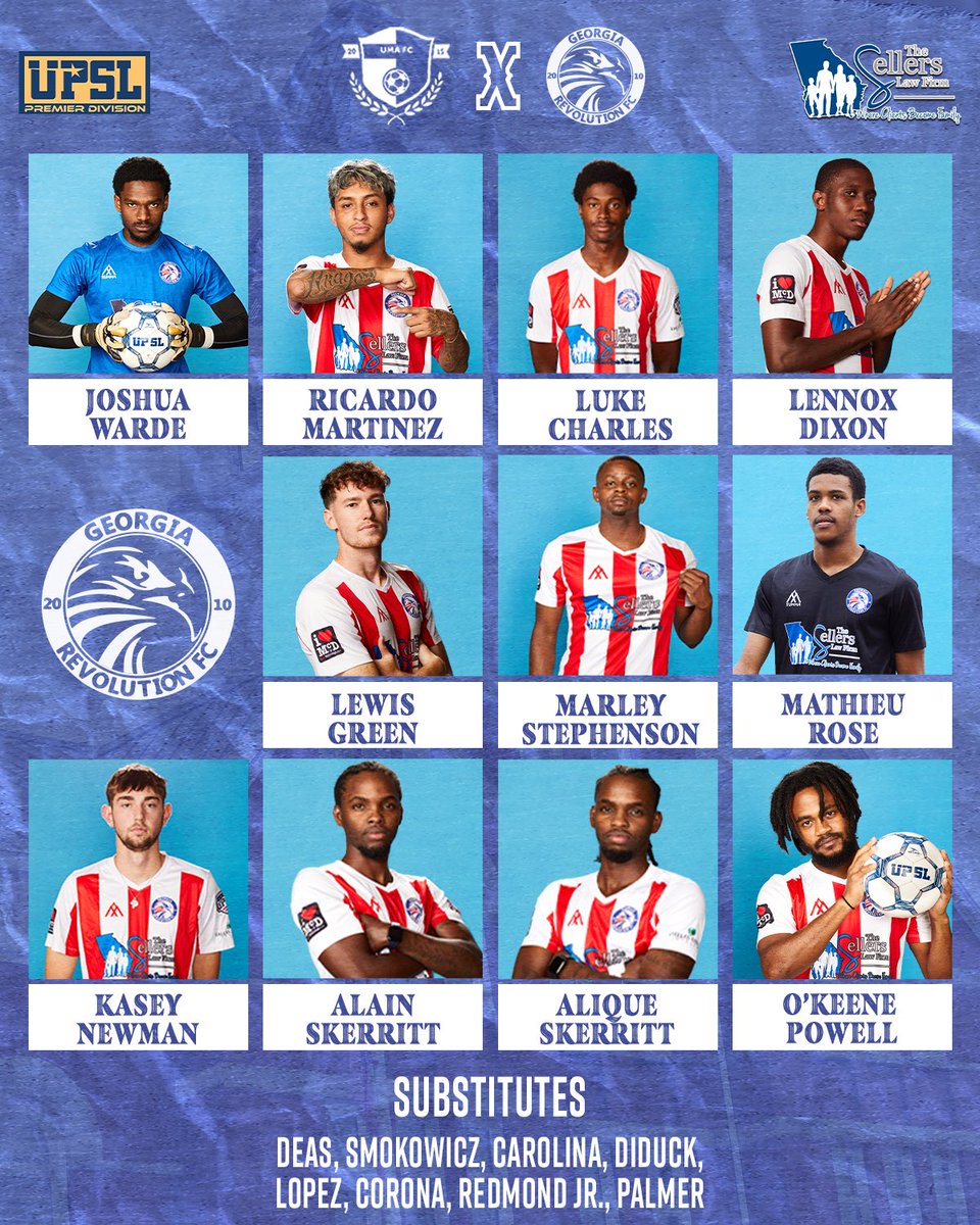 Starting XI for our match on the road against @umafc.upsl ! #UpTheRevs 🔴⚪️🔵 #OurRevolution 🦅⚽️
