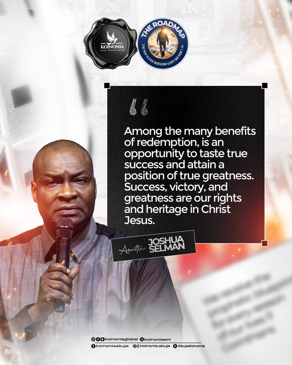 koinoniaeni's tweet photo. #ApostleJoshuaSelman
#TheRoadMap
#ThePathToEverIncreasingGlory
#KoinoniaAbuja
#KoinoniaGlobal https://t.co/V7Q113qCaj