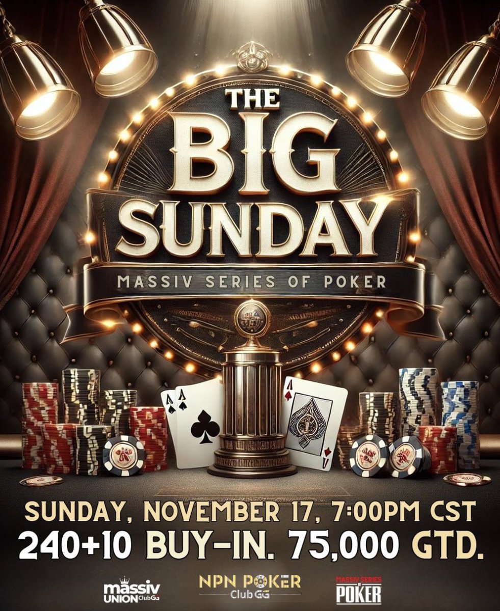 THE BIG SUNDAY 💰🏆

Join Club ID: 924529 to take part!

#clubgg #poker #onlinepoker