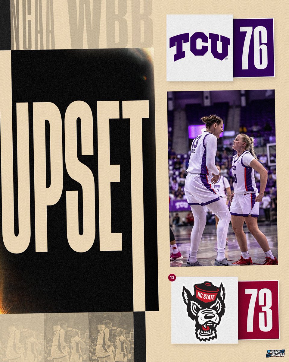 TCU SECURED THE DUB‼️

<a href="/tcuwbb/">TCU Women’s Basketball</a> got the upset over No. 13 NC State! 

#NCAAWBB