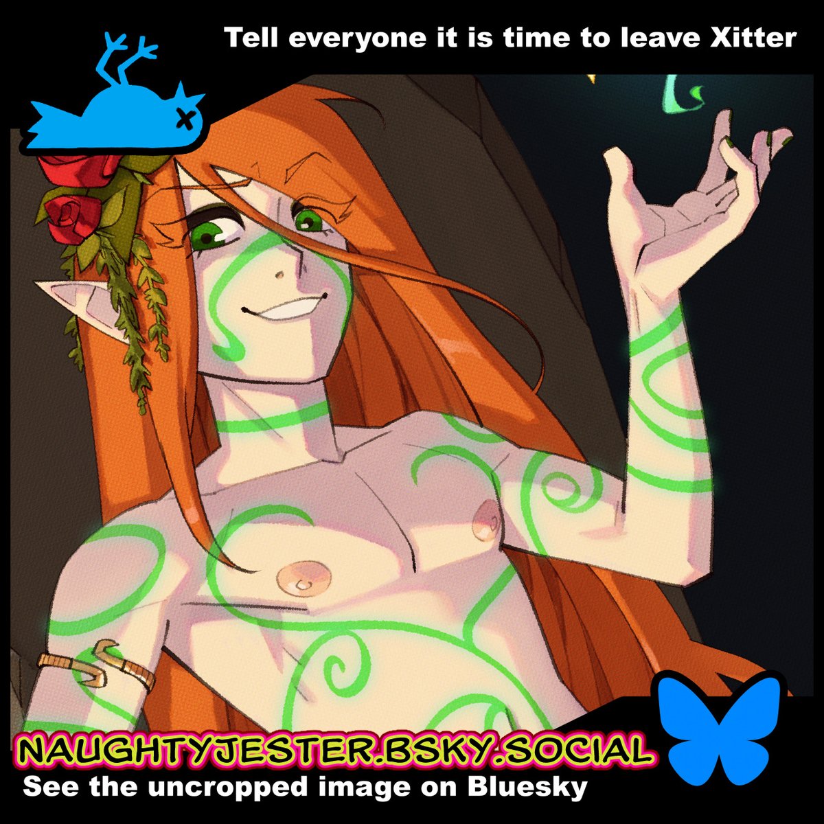 The bluebird of crappiness is toxic. Follow the butterfly to see my work in full!