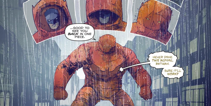    He kinda fights his own way to utilize his talents fully, but there WAS a time he gave Batman armor 