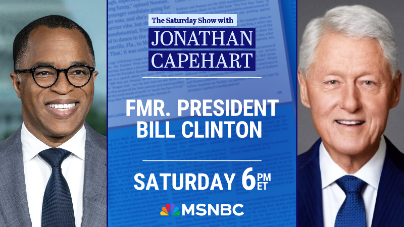 TheWeekendMSNOW's tweet image. NEXT WEEK: @CapehartJ sits down with @BillClinton for an exclusive cable interview for a wide ranging conversation about his new memoir, the election and more. You won't want to miss it at 6pm ET on the #SaturdayShow