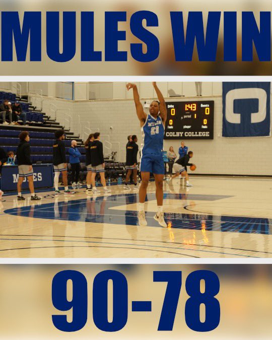 Mules win 90-78 to win the Colby Classic! Savion Stroud leads the way with 21 points and 14 rebounds! Back in action on Tuesday vs Thomas #muletrain #HillProtected