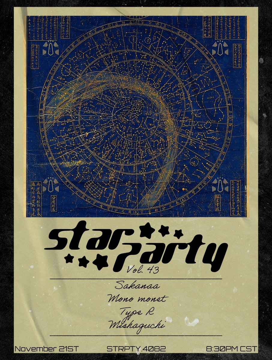 SushiFerret ❁ (@sushiferretvr) on Twitter photo STAR PARTY VOL. 43
THIS THURSDAY
DOORS AT 8:30PM CST
FIRST SET AT 9:00PM CST
FEATURING:
<a href="/sakanaaa0/">sakanaa</a>
<a href="/mono_monet/">mono monet💭🎨 ✿V4Mirai✿</a>
<a href="/imTYPE_R/">type r</a>
<a href="/MishaguchiSama/">Mishaguchi</a>
Friends+ instance! Join on friends or through the group! vrc.group/STRPTY.4082 STAR PARTY VOL. 43
THIS THURSDAY
DOORS AT 8:30PM CST
FIRST SET AT 9:00PM CST
FEATURING:
<a href="/sakanaaa0/">sakanaa</a>
<a href="/mono_monet/">mono monet💭🎨 ✿V4Mirai✿</a>
<a href="/imTYPE_R/">type r</a>
<a href="/MishaguchiSama/">Mishaguchi</a>
Friends+ instance! Join on friends or through the group! vrc.group/STRPTY.4082