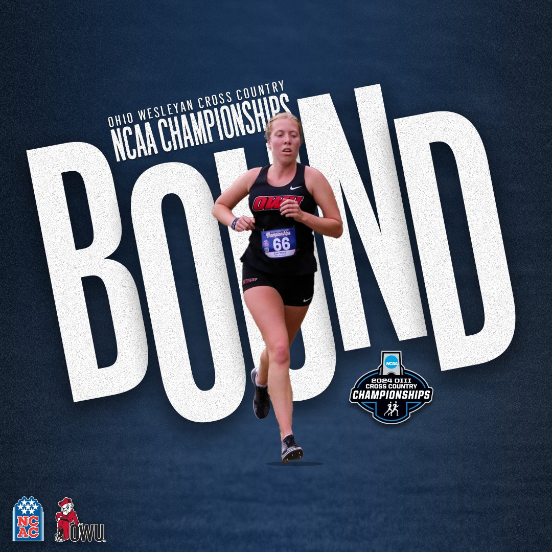 NCAC (@ncac) on Twitter photo Zoe Ward of <a href="/OWUSport/">Ohio Wesleyan Sports</a> is headed to the <a href="/NCAADIII/">NCAA Division III</a> Cross Country Championships!
After securing an at-large selection, Ward will travel to Terre Haute for the 2024 NCAA Championships and is set to compete on Saturday, Nov. 23 at 11:00 a.m. #d3xc Zoe Ward of <a href="/OWUSport/">Ohio Wesleyan Sports</a> is headed to the <a href="/NCAADIII/">NCAA Division III</a> Cross Country Championships!
After securing an at-large selection, Ward will travel to Terre Haute for the 2024 NCAA Championships and is set to compete on Saturday, Nov. 23 at 11:00 a.m. #d3xc