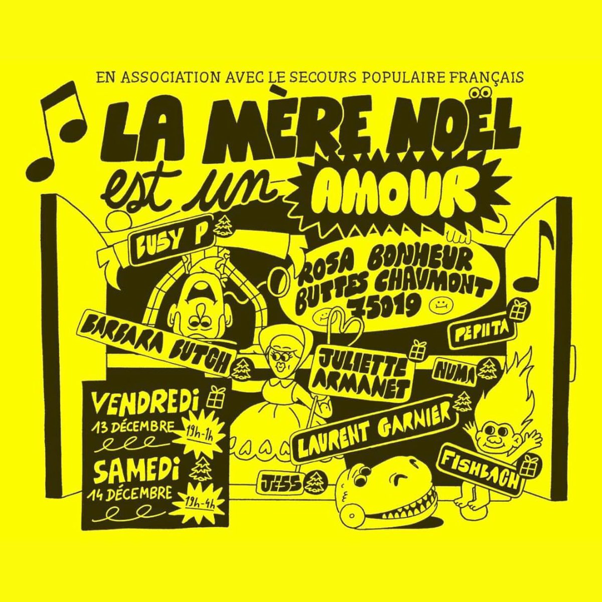 CTIGUIDOO's tweet image. La Mère Noël est un Amour revient pour sa 6e éditon  #secourspopparis 🎄

📅 13 Déc 18h à 1h
 #juliettearmanet et +
🎟️ Entrée : 1 jouet éducatif ou un don de 30 € 

📅 Samedi 14 Déc 19h à 4h
#laurent_garnier et +
🎟️ Entrée : 30 € 
Faisons de ce Noël un moment joyeux 🤶❤️