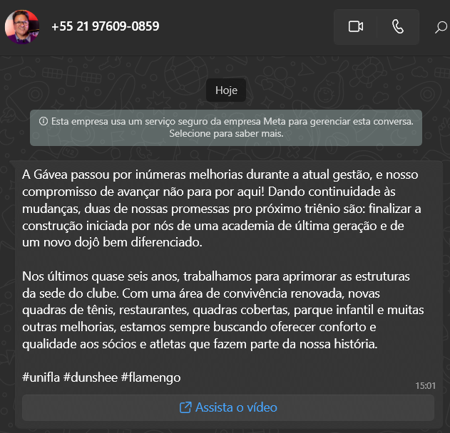 FFwd_Cco's tweet photo. Na eleição no Flamengo, não adianta bloquear os números... sempre tem um novo. Agora que vi que recebi mais uma propaganda do #ForaDunshee . Como conseguiram o meu número ainda é um mistério... https://t.co/F7jjtcbRoF