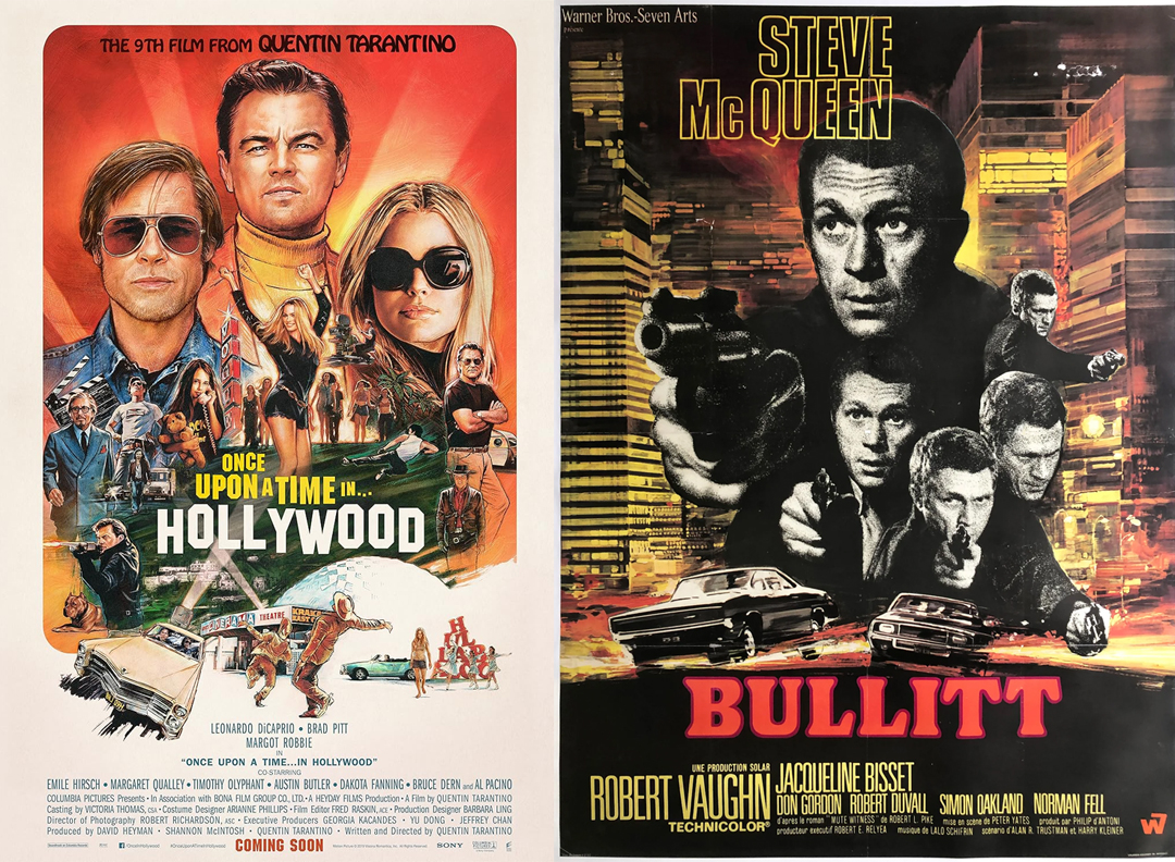 Spot the 7 differences Modern posters paying homage to cinema classics: La La Land evokes the nostalgic style of West Side Story, and Once Upon a Time in Hollywood draws from the retro look of Bullitt. What other posters remind you of the past? #MoviePosterArt #FilmNostalgia