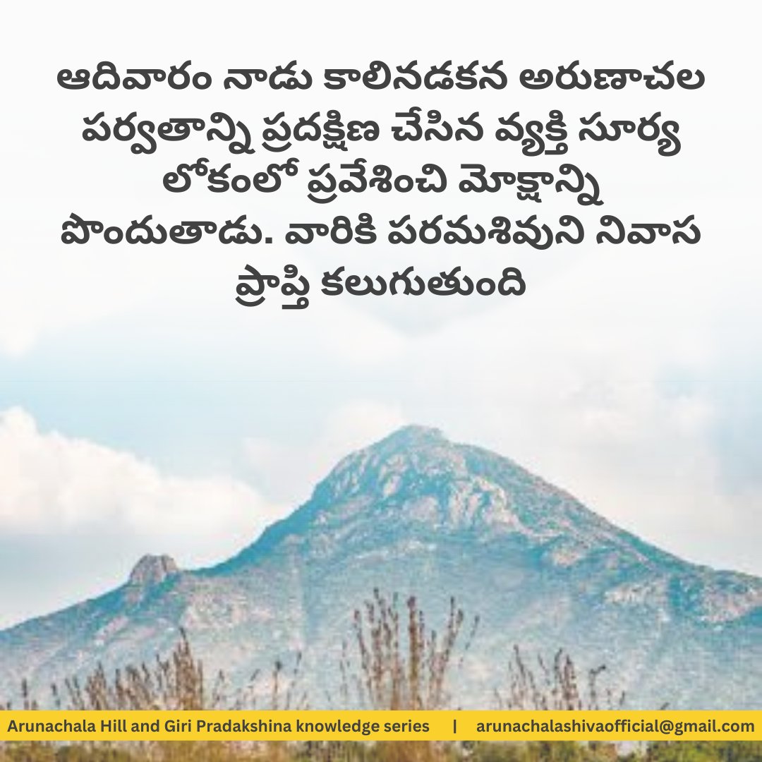 ArunachalShiva's tweet image. "Walking around Mount Arunachala on a Sunday opens the gates to Surya Loka and brings the blessing of Lord Shiva's eternal abode."

#ArunachalaGrace #PathToSalvation #SundayPradakshina #DivineBlessings
