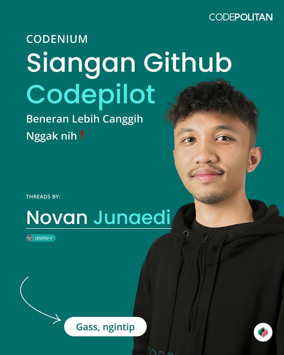CodePolitan's tweet image. AI vs Programmer, tetep unggul programmer..
AI + Programmer, bisa lebih optimal,
Bener nggaksih? 🤔
Cek tutorial cara installnya disini 👇
codepolitan.com/blog/codeium-s… 📌
#CodePilot #Codenium #ToolsAI #ToolsProgrammer
