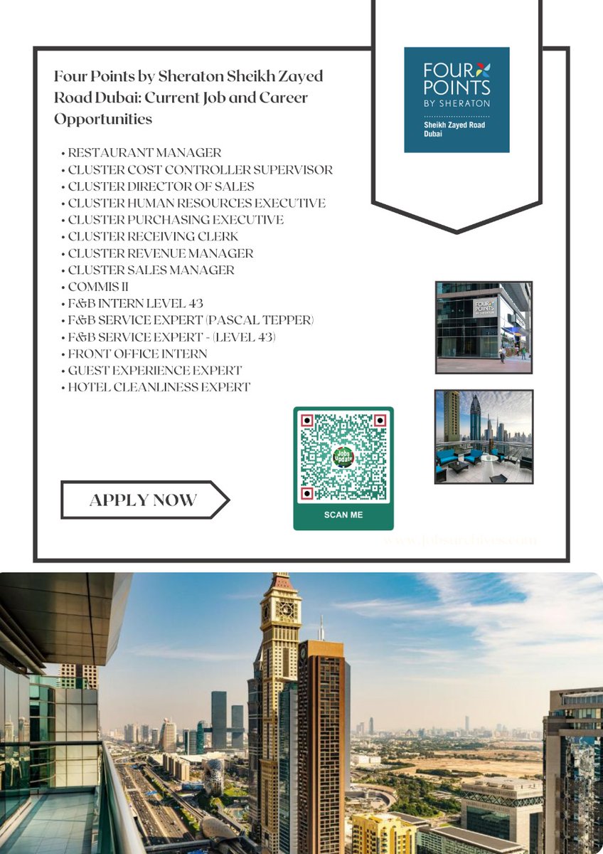ObimaB's tweet photo. Four Points by Sheraton Sheikh Zayed Road Dubai: Explore Exciting Career Paths Today

Apply Online: https://t.co/C1IvJVAI60

#FourPointsDubai #SheikhZayedRoad #HotelCareers #JobVacancies #DubaiJobs https://t.co/E0ghOWC9rM