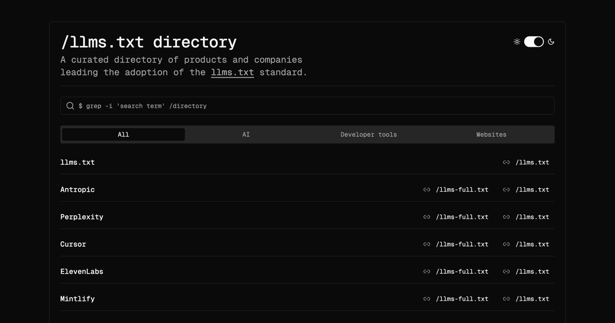 LLMs.txt Directory tweet media