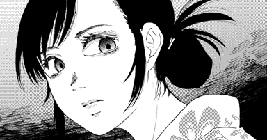 好きな話すぎて3回描きなおされた『あんず飴』の弓さん。三枚目が今回配布したやつ。 