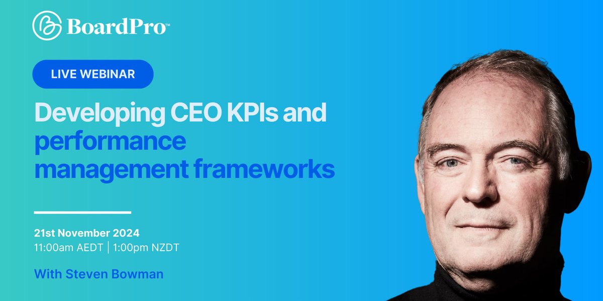 consciousgovern's tweet photo. Is your board ready to conduct a powerful CEO appraisal that drives real organisational success? Join BoardPro's insightful free webinar on 21 Nov and gain the expertise to make your next CEO review both impactful and strategically aligned. 
More info: https://t.co/UhedGUc7LF https://t.co/HkF5MD6gzQ