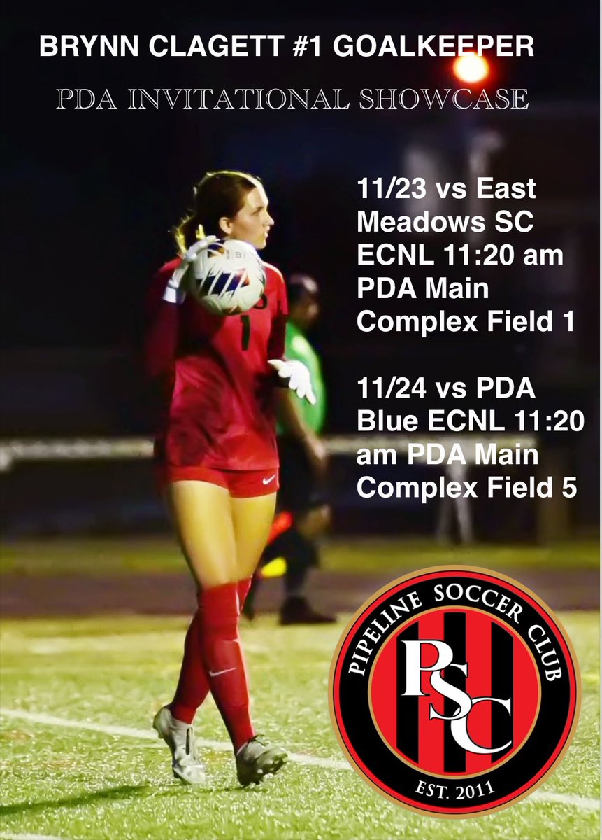 Excited to head to New Jersey this weekend to play in the PDA Showcase! 
<a href="/ECNLgirls/">ECNL Girls</a> <a href="/TheECNL/">The ECNL</a> <a href="/TopDrawerSoccer/">TopDrawerSoccer</a> <a href="/ImCollegeSoccer/">College Soccer Truth ™</a> <a href="/TheSoccerWire/">SoccerWire</a>