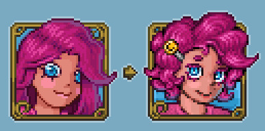 Redid my first ever pixel art portrait.
Party girl from #terraria #art