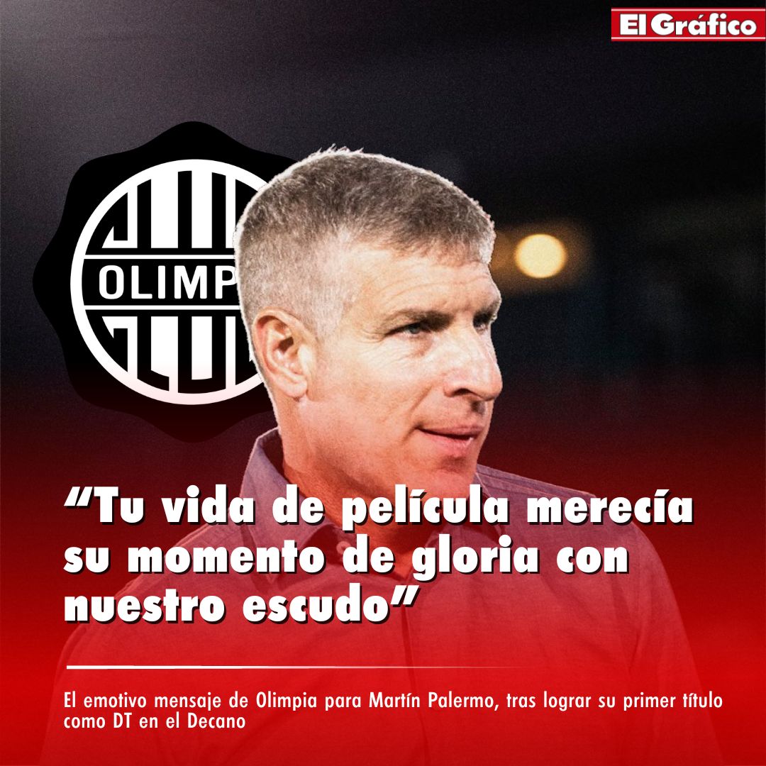 De: Club Olimpia
Para: Martín Palermo

El Titán logró su primer título como entrenador al ganar la liga paraguaya con el Decano 🇵🇾